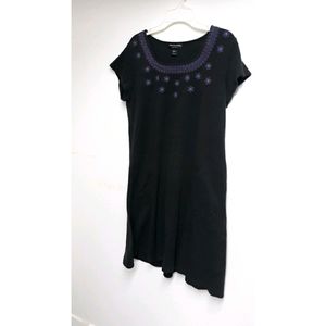 Black Slip-on Dress (floral detailing)